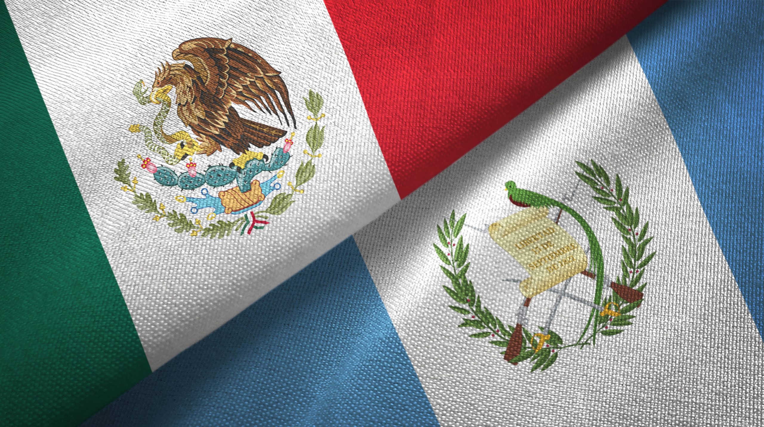 Mexico and Guatemala two flags textile cloth, fabric texture